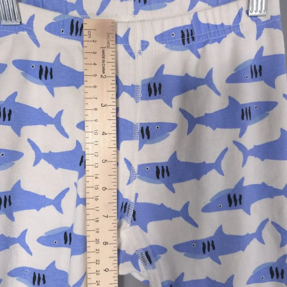HANNA ANDERSSON‎ 100% Organic Cotton Shark Pajama 8 Set Kids White & Blue